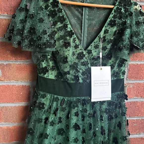 MAC DUGGAL Velvet Flower Embellished Midi Dress - Picture 7 of 11